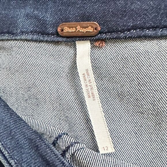 Free People This Way or That Double Zip Denim Mini Skirt Size: 12 - Picture 5 of 5